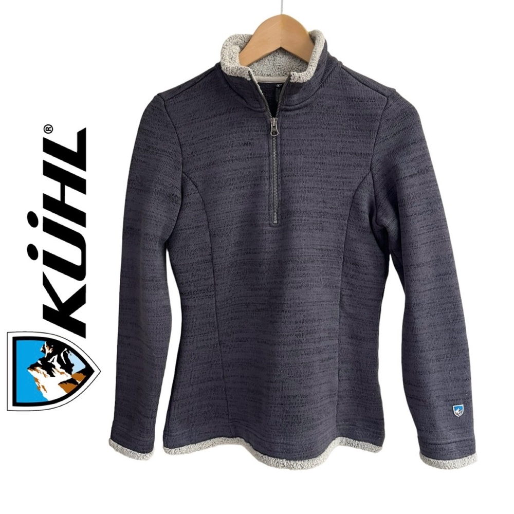 KUHL Women’s Size S Gray Alska 1/4 Zip Faux Shearling Trim Pullover Outdoor KÜHL